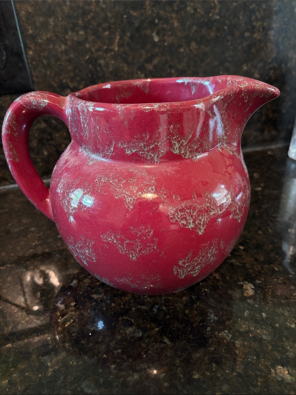 Red Ceramic Pitcher Vase - Decorative Home Art